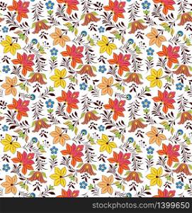 Vector illustration of floral seamless pattern on white background.. seamless pattern on white background.