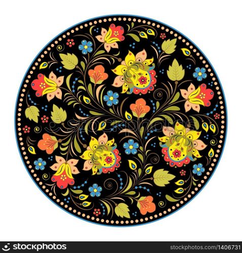 Vector illustration of floral traditional russian pattern.Khokhloma.