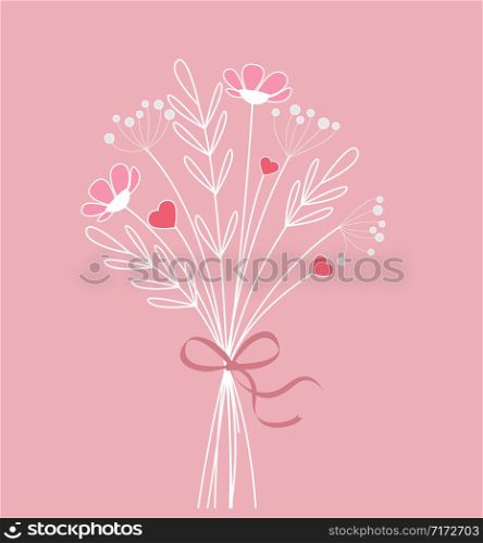 Vector illustration of flower bouquets. The decoration of wildflowers, decorative flowers, meadow flowers. Bouquet of meadow flowers