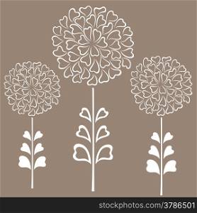 Vector illustration of flowers on the brown background