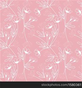 Vector illustration of flowers seamless pattern with leaves. Natural background. Flowers seamless pattern leaves