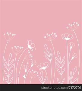 Vector illustration of flowers. The decoration of wildflowers, decorative flowers, meadow flowers. Background of meadow flowers