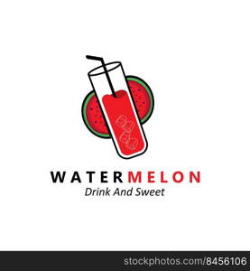 Vector Illustration Of Fresh Fruit Watermelon Fruit Logo Red, Available In The Market, Screen Printing Design, Sticker, Banner, Fruit Company