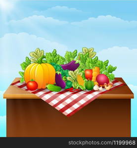 Vector illustration of Fresh vegetables on the table illustration