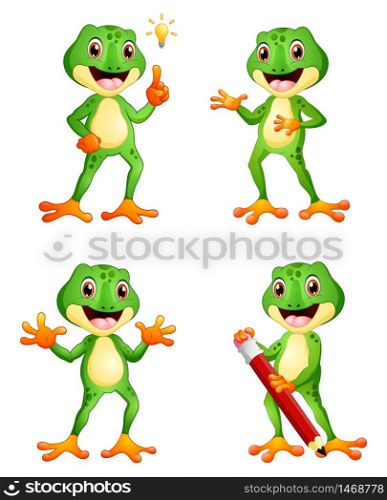Vector illustration of Frog cartoon set
