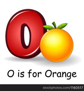Vector illustration of Fruit alphabet, O is for Orange