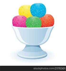 vector illustration of fruit jelly in a glass bowl