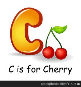 Vector illustration of Fruits alphabet: C is for Cherry Fruits