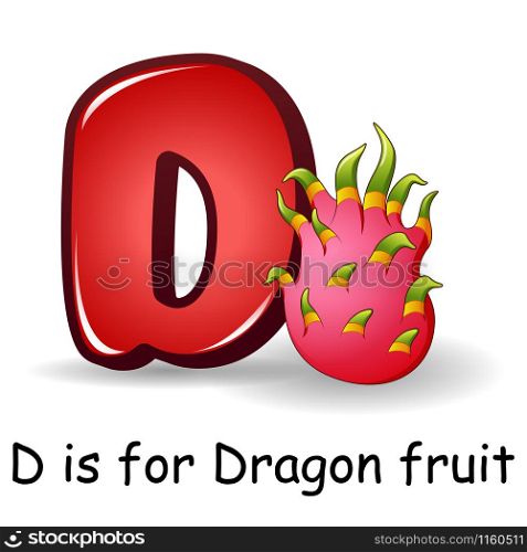 Vector illustration of Fruits alphabet: D is for Dragon Fruits