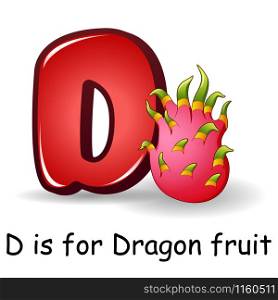Vector illustration of Fruits alphabet: D is for Dragon Fruits