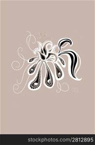Vector illustration of funky abstract flower on the black background