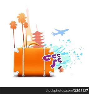 Vector illustration of funky abstract summer travel background