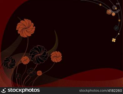 Vector illustration of funky Background with dark flowers
