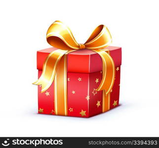 Vector illustration of funky Christmas gift box isolated on white background