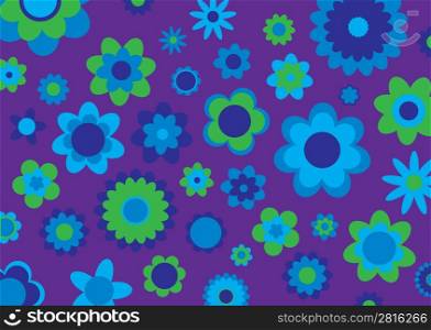 Vector illustration of funky flowers abstract pattern