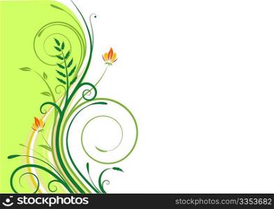 Vector illustration of funky green Floral Background