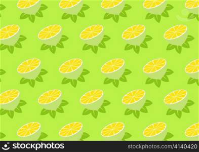 Vector illustration of funky lemons pattern on the green background