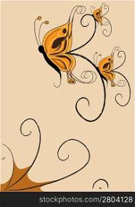Vector illustration of funky retro butterflies abstract pattern