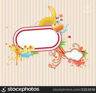 Vector illustration of funky styled design frame made of floral elements