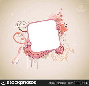 Vector illustration of funky styled design frame made of floral elements