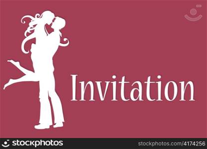 Vector illustration of funky wedding invitation with cool sexy bride and groom