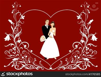 Vector illustration of funky wedding invitation with cool sexy couple