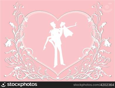 Vector illustration of funky wedding invitation with cool sexy couple