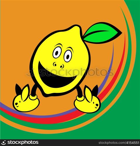 Vector illustration of funny and cute lemon