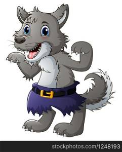 Vector Illustration of Funny cartoon wolf
