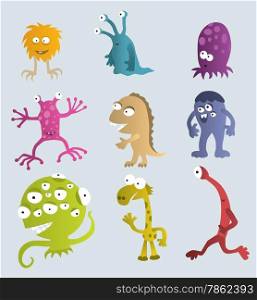 Vector illustration of Funny Creatures from another Planets
