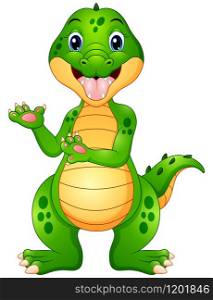 Vector illustration of Funny crocodile cartoon presenting