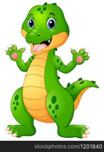 Vector illustration of Funny crocodile cartoon waving hand