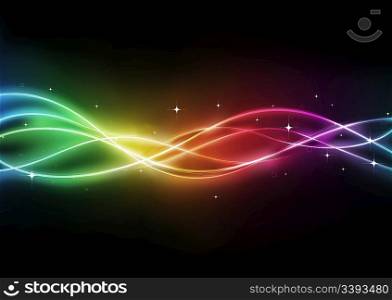 Vector illustration of futuristic abstract background resembling motion blurred neon light curves