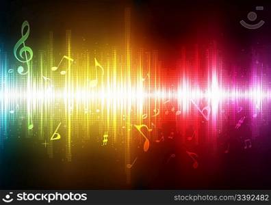Vector illustration of futuristic abstract glowing music background