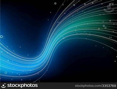 Vector illustration of futuristic background made of Abstract composition of curved lines. Great for backgrounds or layering over other images