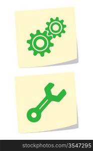 Vector Illustration of Gear and Wrench Icons