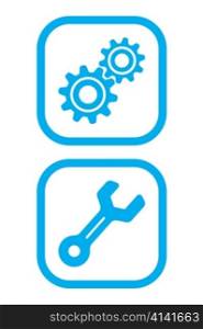 Vector Illustration of Gear and Wrench Icons