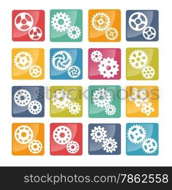 Vector illustration of gears buttons