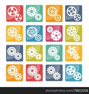 Vector illustration of gears buttons