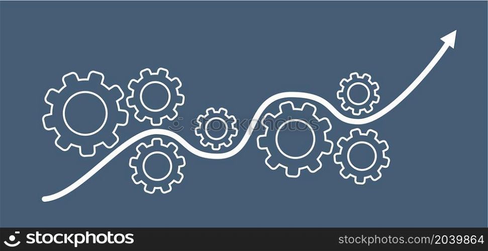 Vector illustration of gears with on the blue background template Cogwheel gear mechanism Service icon gears cogs cog settings setting signs vector brain pictogam fun funny planning team work people