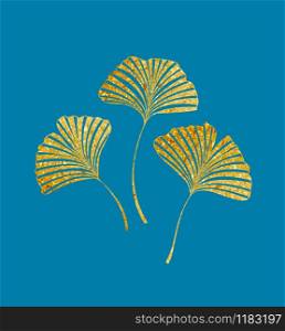 Vector illustration of ginkgo biloba leaves. Background with golden leaves. Ginkgo branches for invitations. Ginkgo biloba leaves