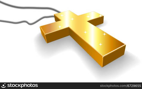 Vector illustration of golden crucifix isolated on white background