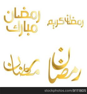 Vector Illustration of Golden Ramadan Kareem Wishes for Muslim Celebrations.