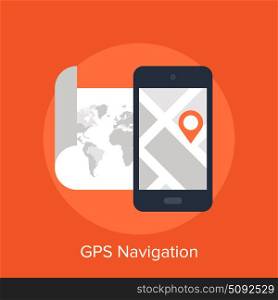 Vector illustration of GPS navigation flat design concept.. GPS Navigation