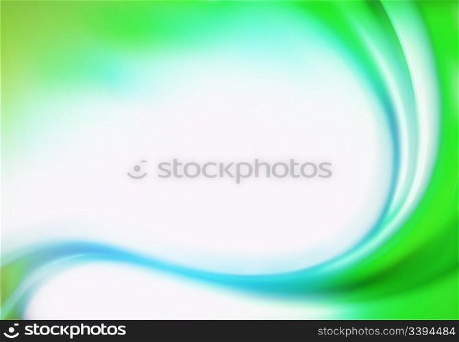 Vector illustration of green abstract background made of light splashes and curved lines