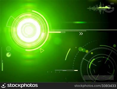 Vector illustration of green abstract techno background