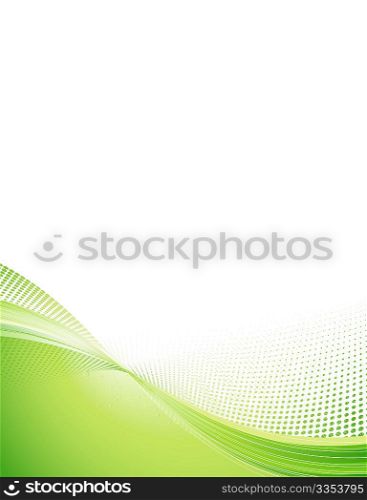 Vector Illustration of green abstract techno background made of dots and curved lines. Great for backgrounds or layering over other images