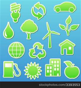Vector illustration of green eco icon set