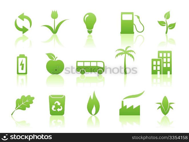 Vector illustration of green ecology icon set