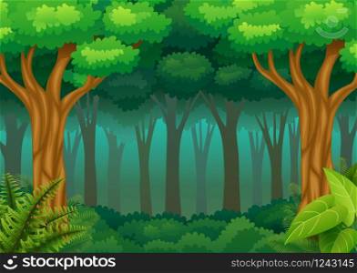 Vector illustration of Green forest background